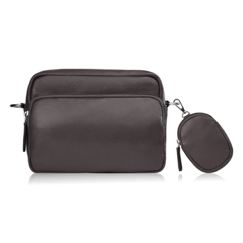 Torebka damska listonoszka skórzana z etui na klucze i drobiazgi brązowa Paolo Peruzzi E-34-BR