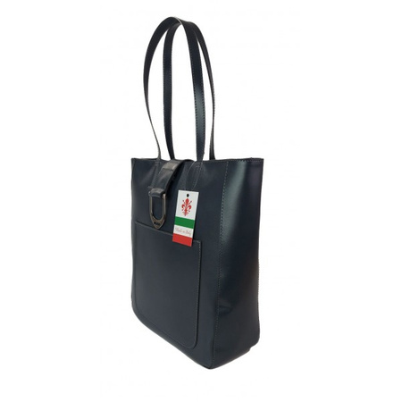 Duży shopper bag na ramię Vera Pelle , Włoska skórzana torba Szara - Grafit  SBKB11G