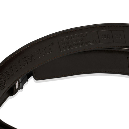 Skórzany pasek męski ELITE ciemny-braz 105-cm