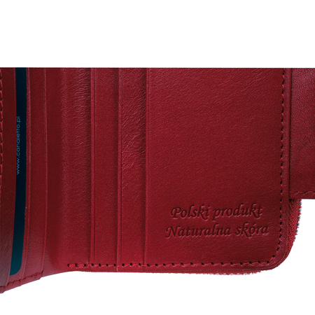 Portfel damski Canaletto z bordo skóry krokodylowej, RFID, elegancki i funkcjonalny