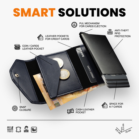 Portfel PORTER Go wykonany z miękkiej w dotyku skóry Italia granatowy