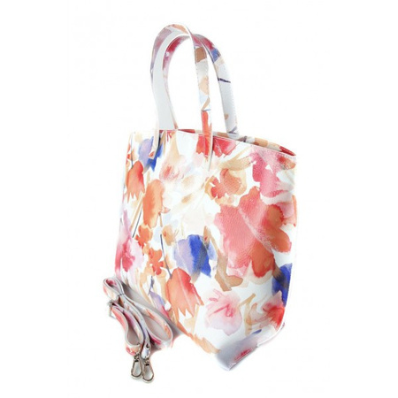 Włoska torba A4 Shopper Bag Vera Pelle Kwiaty SB689K3