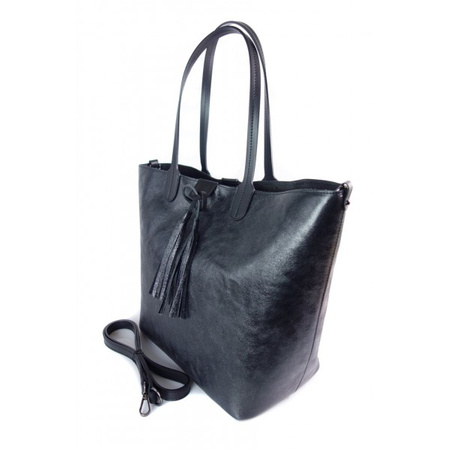 Duża torba Shopper Bag na ramię Vera Pelle  Nero czarna  SB599N