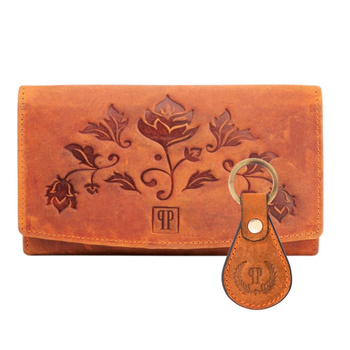 Zestaw prezentowy ZUP-99-OR portfel damski skórzany T-01-OR brelok do kluczy vintage T-85-HOR