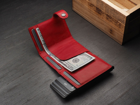 Portfel SOLO wykonany z roślinnie garbowanej skóry Nomad czerwony
