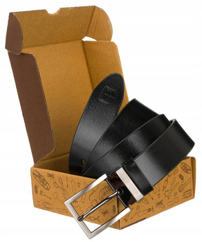 Szeroki, skórzany pasek męski z klasyczną klamrą - Peterson 95