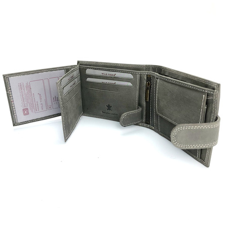 Portfel męski skóra nubuk nap Wild Tiger - ciemnoszary