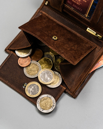 Portfel męski skórzany Peterson - Duży, pionowy, z RFID i kieszonką na monety