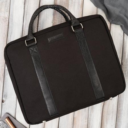 Torba męska na ramię lub do ręki wegaska do pracy na laptopa czarna Paolo Peruzzi E-14-BL