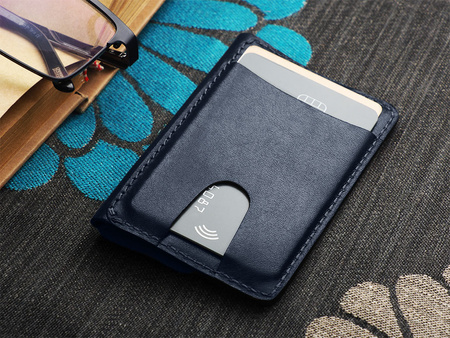 Portfel RETRO wykonany z roślinnie garbowanej skóry Nomad granatowy