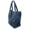 ZAMSZ NATURALNY WŁOSKA TORBA XL A4  SHOPPER BAG  SKÓRZANA GRANATOWA  W567BS