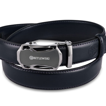 Skórzany pasek męski ELITE granatowy 130-cm