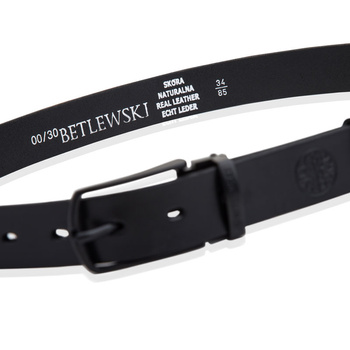 Skórzany pasek CRUSH czarny 120-135-cm