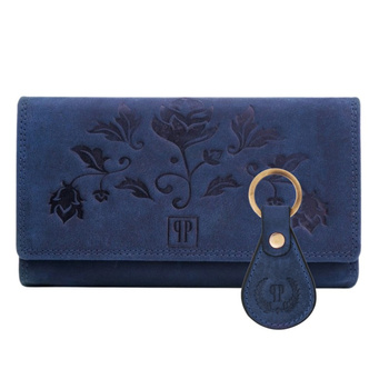 Zestaw prezentowy ZUP-99-DB portfel damski skórzany T-01-DB brelok do kluczy vintage T-85-HDB