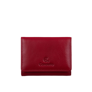 Mały czerwony portfel damski Canaletto ze skóry licowej z RFID - elegancja i ochrona danych PD2001cs165