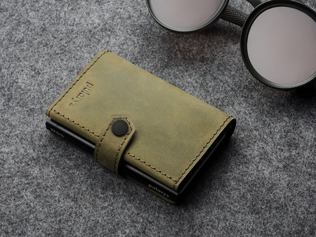 Portfel HIKER wykonany z polerowanej i woskowanej skóry Hunter oliwkowy