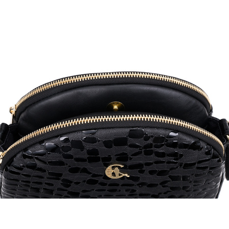 Torebka Canaletto - elegancka czarna skórzana listonoszka z efektem kropli