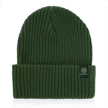 Czapka męska ze ściągaczem WINTER ciemnozielony