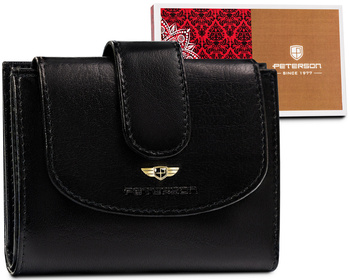 Średnich rozmiarów, skórzany portfel damski - Peterson