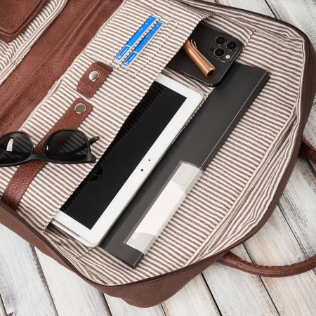 Torba męska na ramię lub do ręki wegaska do pracy na laptopa brązowa Paolo Peruzzi E-14-BR