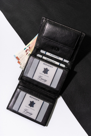 Portfel męski skórzany pionowy z ochroną RFID - Rovicky