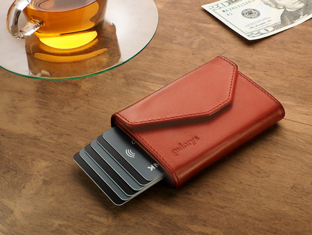 Portfel PORTER Go wykonany z miękkiej w dotyku skóry Italia pomarańczowy