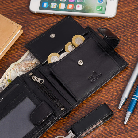 Portfel męski ze skóry z RFID Sanchez - czarny