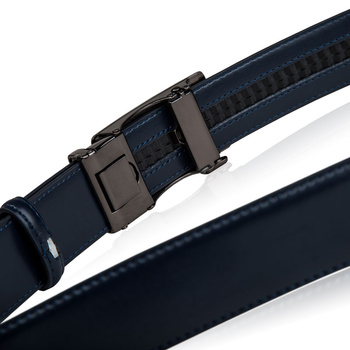 Skórzany pasek męski ELITE granatowy 125-cm