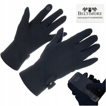 Rękawiczki damskie granat dotyk polarek BELTIMORE