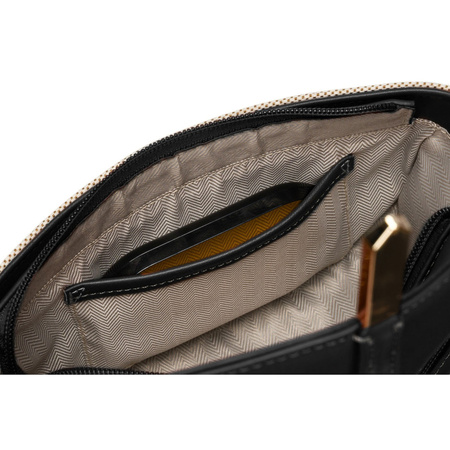 Listonoszka damska crossbody Peterson beżowo-czarna ze skóry i płótna