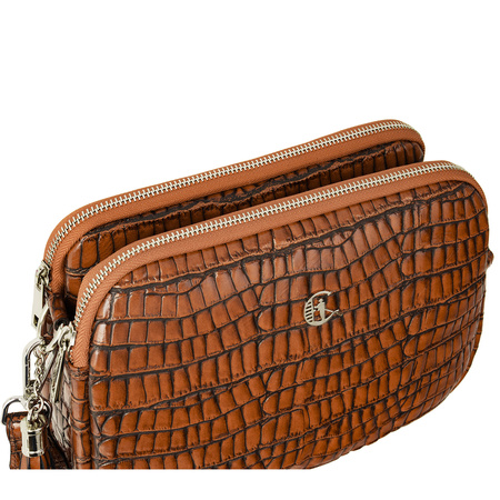 Listonoszka skórzana Canaletto z krokodylim wzorem - koniakowa elegancja