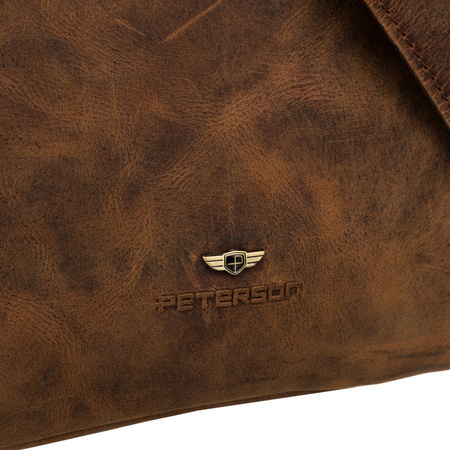 Listonoszka męska brązowa z naturalnej skóry - Peterson