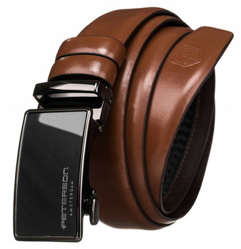 Skórzany, szeroki pasek męski z klamrą automatyczną - Peterson 105