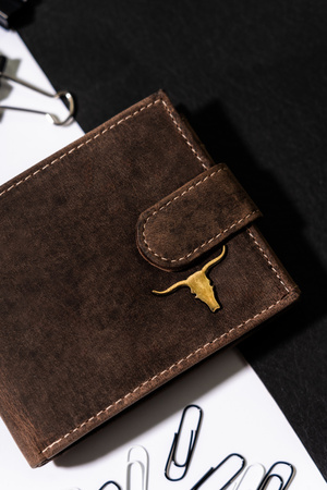 Portfel z naturalnej skóry męski na zatrzask - Buffalo Wild