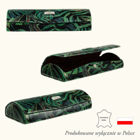 Etui na okulary BajuBaj z naturalnej skóry w zielonym kolorze