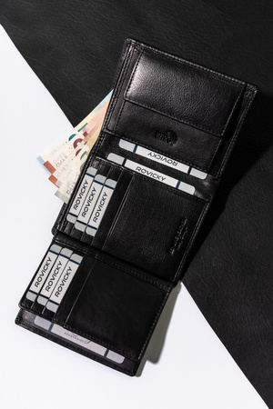 Portfel męski skórzany pionowy z ochroną RFID - Rovicky