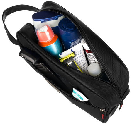 Kosmetyczka męska z ekologicznej skóry - Peterson, czarna elegancja