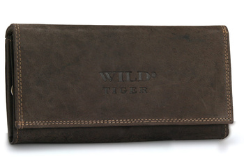 Portfel damski skóra nubuk Wild Tiger - ciemnobrązowy