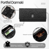 Portfel damski skórzany z toczeniem w kwiaty czarny z ochroną RFID Paolo Peruzzi AL-12-BL