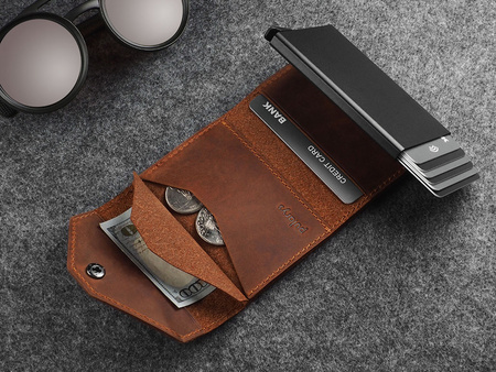 Portfel PORTER Go wykonany z woskowanej skóry Hunter koniak