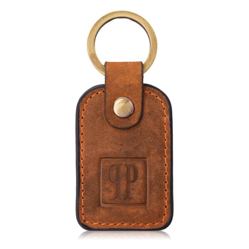 Breloczek do kluczy skórzany czerwony vintage prostokątny Paolo Peruzzi T-86-HOR