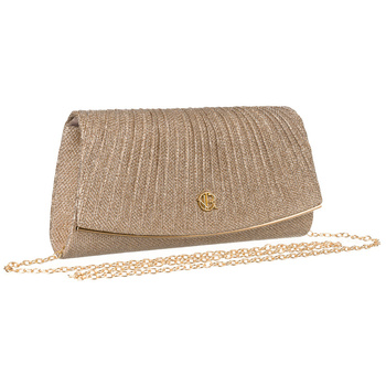 Brokatowa kopertówka damska z tkaniny syntetycznej w kolorze różowego złota - Rovicky