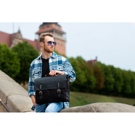Torba męska na ramię skórzana Paolo Peruzzi T-07-BL czarna