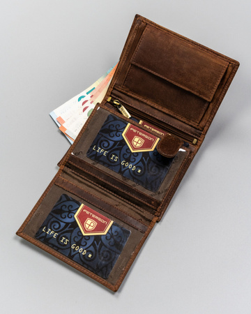 Duży, pionowy portfel męski ze skóry naturalnej - Peterson