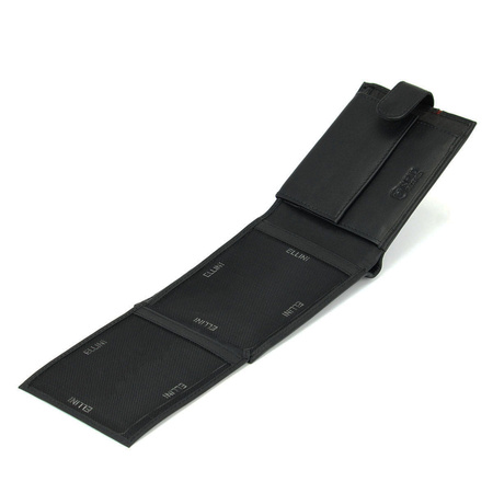 Skórzany portfel męski z RFID Ellini - czarno-czerwony