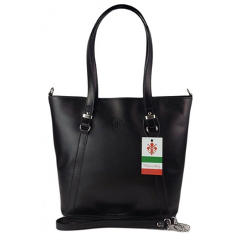 Klasyczna Włoska torebka skórzana na ramię mieści A4 ,Vera Pelle , Czarna  MVN14N