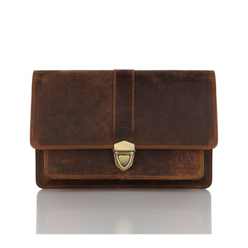 Vintage saszetka męska do ręki skórzana Paolo Peruzzi T-21-HBR
