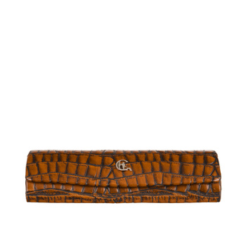 Etui na okulary Canaletto z naturalnej skóry krokodyla w kolorze koniakowym