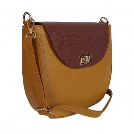 Listonoszka skórzana Vera Pelle podkówka Camel z brązem VPP38CM