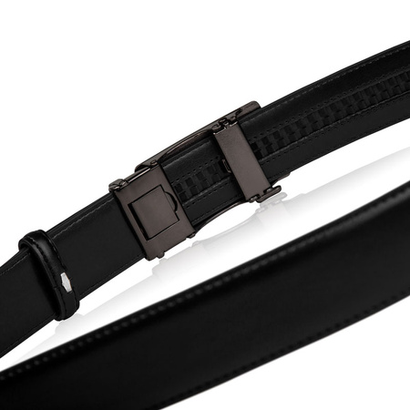 Skórzany pasek męski ELITE czarny 105-cm